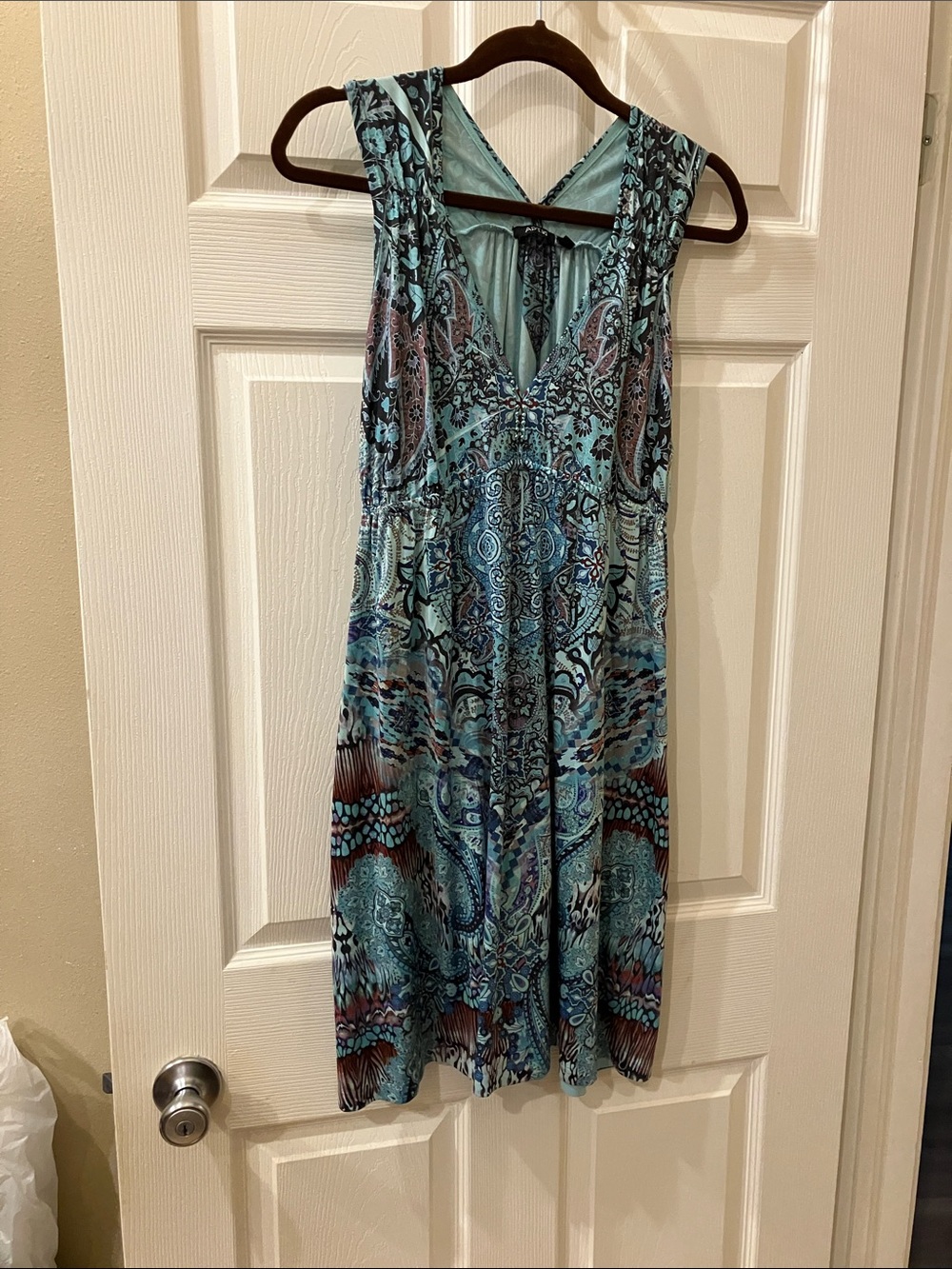 Apt. 9 Teal Paisley Print V-Neck Midi Dress